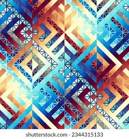 Geometric abstract triangles pattern. Seamless vector image. Aztec style