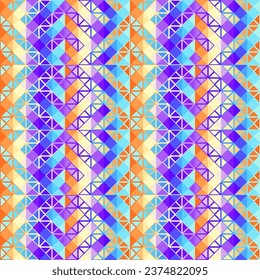 Geometric abstract triangles pattern. Seamless vector image.. Aztec style