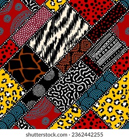 Patrón tribal geométrico abstracto. Estilo de mosaico afro. Imagen vectorial sin inconvenientes.
