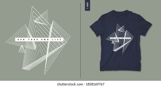 Geometric abstract t-shirt vector design, poster, print, template.