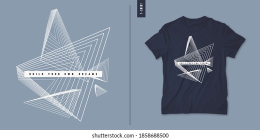 Geometric abstract t-shirt vector design, poster, print, template.