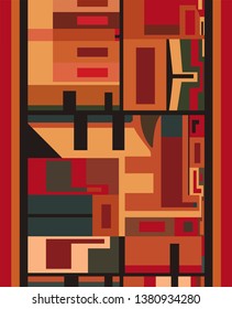 Geometric abstract vector from ancient textiles of Huari ancient Peruvian culture. Pre-Columbian art pattern representing Pre-inca Wari culture of Peru.