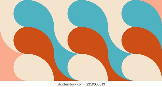 Geometric abstract vector background with circles, rectangles and squares in retro Bauhaus style. Pastel colored simple shapes graphic pattern.