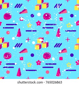 Geometric abstract vector background color pattern. Hipster fashion Memphis style