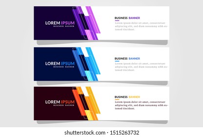 Geometric abstract vector banner.modern template design for web. Purple, blue, orange color banner.