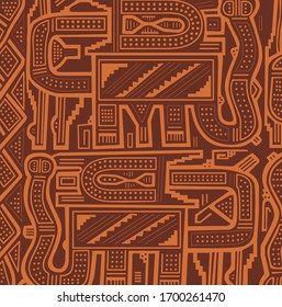 Geometric Abstract Vector From Chimu An Ancient Peruvian Culture. Pre-Columbian Art Pattern From Chimu Textiles. Pre Inca Historic Period.