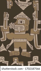 Geometric abstract vector from Chimu an ancient Peruvian culture. Pre-Columbian art pattern from Chimu textiles. Pre inca historic period.