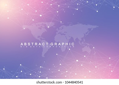 Geometric abstract vector with connected line and dots. Global network connection background. Technological sense abstract illustration