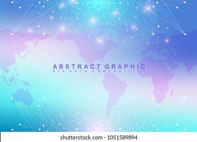 Geometric abstract vector with connected line and dots. Global network connection background. Technological sense abstract illustration
