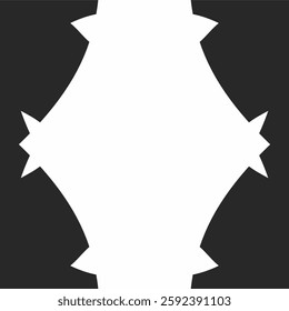 a geometric, abstract vector design with a symmetrical black-and-white pattern.