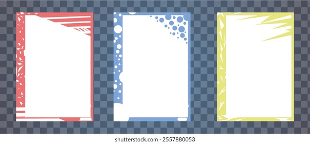 Geometric Abstract Vector Frames Collection, red, blue, yellow colors