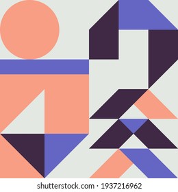 Geometric abstract vector graphics artwork made with simple forms and basic elements. Geometrical pattern composition background for web design, business card, invitation, poster, fashion print.