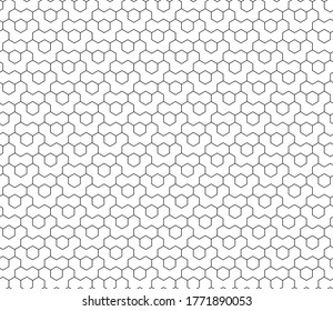 Geometric abstract vector hexagonal background. Geometric modern black and white ornament. Seamless modern pattern