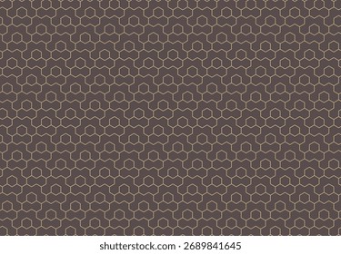 Geometric abstract vector hexagonal seamless brown and golden background. Geometric modern ornament. Seamless modern pattern