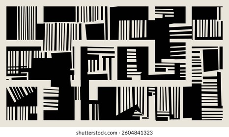 Geometric abstract vector illustration – bold stripes and block pattern perfect for wall art, home décor, book covers, and brochures