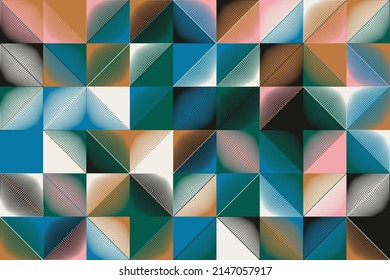Geometric abstract vector pattern artwork made with various geometry shapes and elements. Digital graphics design for poster, cover, art, presentation, prints, fabric, wallpaper and etc.