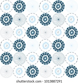  Geometric abstract vector seamless pattern with stylized flowers.