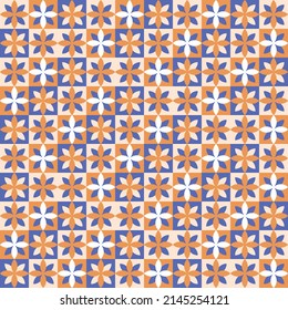 Geometric abstract vector seamless pattern design for fabric print, wallpaper or brand package. Mosaic vector background