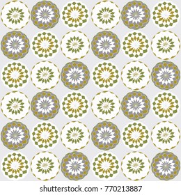  Geometric abstract vector seamless pattern with stylized flowers.