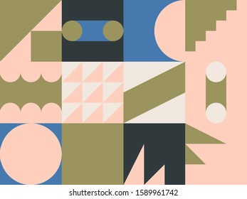 Geometric abstract vector simple elements made with a beautiful color palette. Geometrical pattern composition background, ready to use in web design, business card, invitation, poster, fashion print.