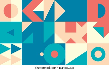 Geometric abstract vector simple elements made with a beautiful color palette. Geometrical pattern composition background, ready to use in web design, business card, invitation, poster, fashion print.