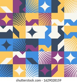 Geometric abstract vector simple elements made with a beautiful color palette. Geometrical pattern composition background, ready to use in web design, business card, invitation, poster, fashion print.