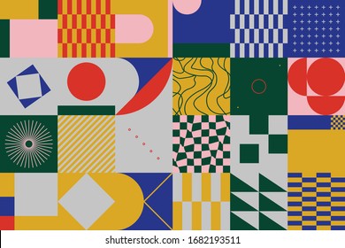 Geometric abstract vector simple elements made with a beautiful color palette. Geometrical pattern composition background, ready to use in web design, business card, invitation, poster, fashion print.