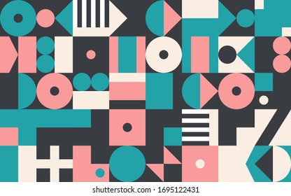 Geometric abstract vector simple elements made with a beautiful color palette. Geometrical pattern composition background, ready to use in web design, business card, invitation, poster, fashion print.