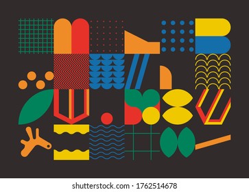 Geometric abstract vector simple elements made with a beautiful color palette. Geometrical pattern composition background, ready to use in web design, business card, invitation, poster, fashion print.