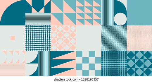 Geometric abstract vector simple elements made with a beautiful color palette. Geometrical pattern composition background, ready to use in web design, business card, invitation, poster, fashion print.