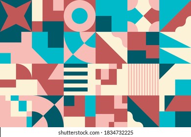 Geometric abstract vector simple elements made with a beautiful color palette. Geometrical pattern composition background, ready to use in web design, business card, invitation, poster, fashion print.
