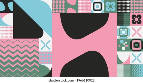 Geometric abstract vector simple elements made with a beautiful color palette. Geometrical pattern composition background, ready to use in web design, business card, invitation, poster, fashion print.