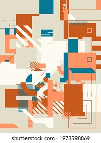 Geometric abstract vector simple elements made with a beautiful color palette. Geometrical pattern composition background, ready to use in web design, business card, invitation, poster, fashion print.