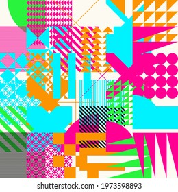 Geometric abstract vector simple elements made with a beautiful color palette. Geometrical pattern composition background, ready to use in web design, business card, invitation, poster, fashion print.