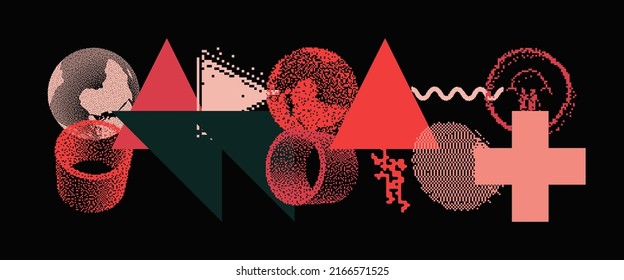 Geometric abstract vector simple elements made with a trendy color palette. Geometrical pattern composition background, ready to use in web design, business card, invitation, poster, fashion.