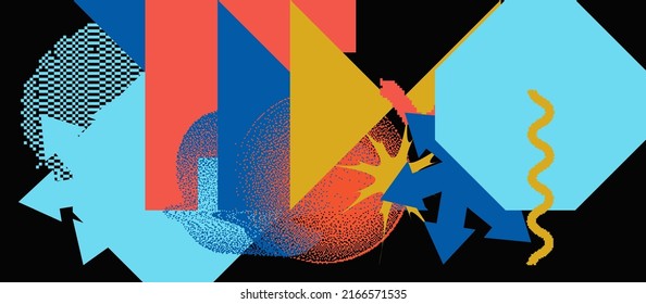 Geometric abstract vector simple elements made with a trendy color palette. Geometrical pattern composition background, ready to use in web design, business card, invitation, poster, fashion.