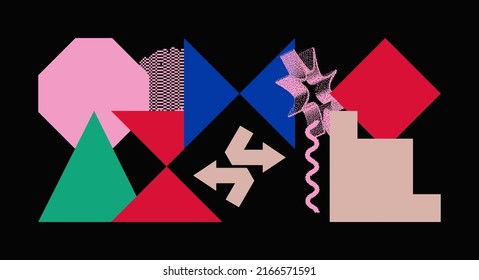 Geometric abstract vector simple elements made with a trendy color palette. Geometrical pattern composition background, ready to use in web design, business card, invitation, poster, fashion.