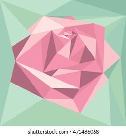 Geometric abstract volume pink rose. Polygonal
