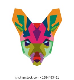 geometric abstract wallaby head WPAP illustration