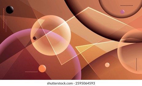 Geometric abstract wallpaper in coral, beige, pink tones. An excellent background for advertising, posters, postcards, business cards, corporate attributes and your other projects. Vector.