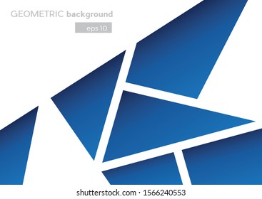 Geometric Abstract white and blue polygons. Design template for brochure, flyer or depliant for business purposes. Vector illustration