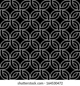 Geometric abstract woven squares seamless pattern in black and white, vector
