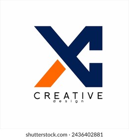 Geometric abstract YX initials logo design with back arrow.