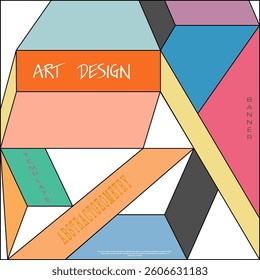 Geometric abstraction. Colorful mosaic of geometric shapes. Background template for covers, design and creative ideas
