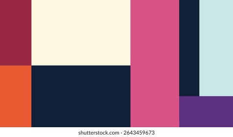 Geometric Abstraction Composition with a Dynamic Arrangement of Bold and Harmonious Color Blocks