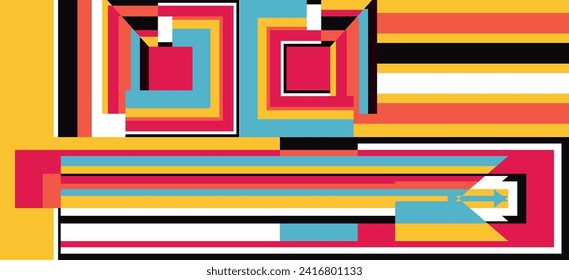 geometric abstraction design and colorful. can be utilized for a variety of purposes. including for banner, background, poster, identity layouts,wall art, fashion, wallpaper, and more