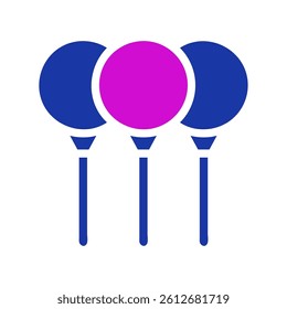 Geometric abstraction featuring three minimalist stylized balloons display
