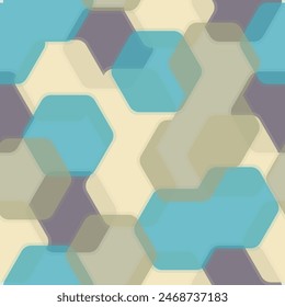 Geometric abstraction of hexagons on a blue relief background with gold elements.  Fresco for interior printing, Wallpapers. Mural art.