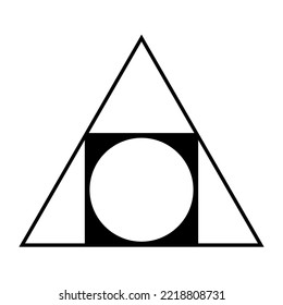 Geometric abstraction icon. Inscribed triangle, square and circle shapes. Vector Illustration 
