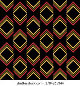 Geometric abstraction in a rhombus. The background is black. Texture, printing, design, decoration